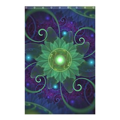 Glowing Blue-green Fractal Lotus Lily Pad Pond Shower Curtain 48  X 72  (small)  by jayaprime