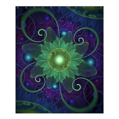 Glowing Blue-green Fractal Lotus Lily Pad Pond Shower Curtain 60  X 72  (medium)  by jayaprime