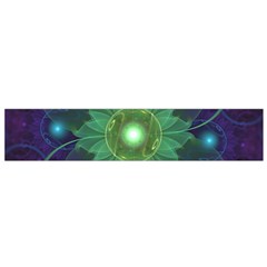 Glowing Blue-green Fractal Lotus Lily Pad Pond Flano Scarf (small) by jayaprime