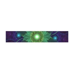 Glowing Blue-green Fractal Lotus Lily Pad Pond Flano Scarf (mini) by jayaprime