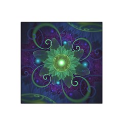 Glowing Blue-green Fractal Lotus Lily Pad Pond Satin Bandana Scarf by jayaprime