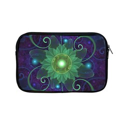 Glowing Blue-green Fractal Lotus Lily Pad Pond Apple Macbook Pro 13  Zipper Case by jayaprime