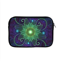 Glowing Blue-green Fractal Lotus Lily Pad Pond Apple Macbook Pro 15  Zipper Case by jayaprime