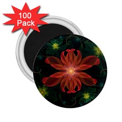 Beautiful Red Passion Flower In A Fractal Jungle 2 25  Magnets (100 Pack)  by jayaprime