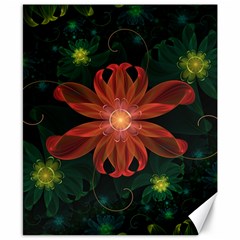 Beautiful Red Passion Flower In A Fractal Jungle Canvas 8  X 10  by jayaprime