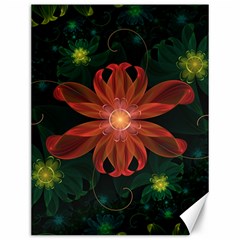 Beautiful Red Passion Flower In A Fractal Jungle Canvas 12  X 16   by jayaprime