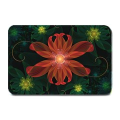 Beautiful Red Passion Flower In A Fractal Jungle Plate Mats