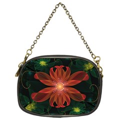 Beautiful Red Passion Flower In A Fractal Jungle Chain Purses (one Side)  by jayaprime