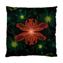 Beautiful Red Passion Flower In A Fractal Jungle Standard Cushion Case (two Sides) by jayaprime