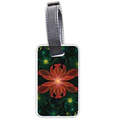 Beautiful Red Passion Flower In A Fractal Jungle Luggage Tags (one Side)  by jayaprime