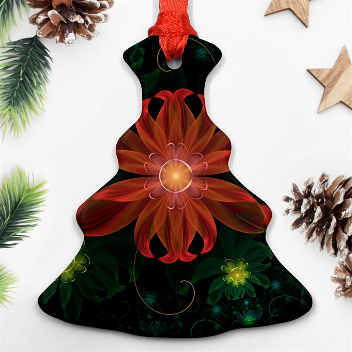 Beautiful Red Passion Flower in a Fractal Jungle Ornament (Christmas Tree) 