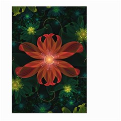 Beautiful Red Passion Flower In A Fractal Jungle Large Garden Flag (two Sides) by jayaprime