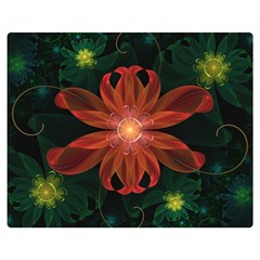 Beautiful Red Passion Flower In A Fractal Jungle Double Sided Flano Blanket (medium)  by jayaprime