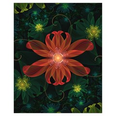 Beautiful Red Passion Flower In A Fractal Jungle Drawstring Bag (small) by jayaprime