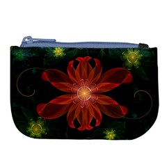 Beautiful Red Passion Flower In A Fractal Jungle Large Coin Purse