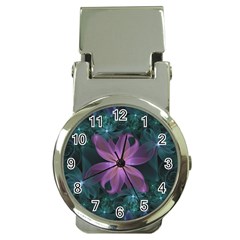 Pink And Turquoise Wedding Cremon Fractal Flowers Money Clip Watches by jayaprime