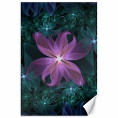 Pink And Turquoise Wedding Cremon Fractal Flowers Canvas 24  X 36  by jayaprime