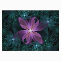 Pink And Turquoise Wedding Cremon Fractal Flowers Large Glasses Cloth (2-side) by jayaprime