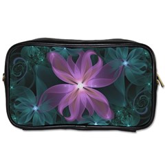 Pink And Turquoise Wedding Cremon Fractal Flowers Toiletries Bags 2-side by jayaprime