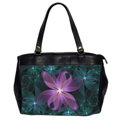 Pink and Turquoise Wedding Cremon Fractal Flowers Office Handbags (2 Sides) 