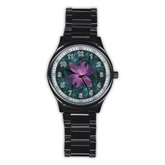 Pink And Turquoise Wedding Cremon Fractal Flowers Stainless Steel Round Watch by jayaprime