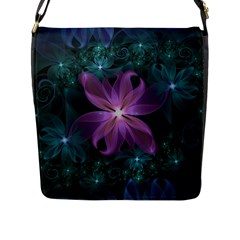 Pink And Turquoise Wedding Cremon Fractal Flowers Flap Messenger Bag (l)  by jayaprime