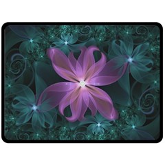 Pink And Turquoise Wedding Cremon Fractal Flowers Double Sided Fleece Blanket (large)  by jayaprime