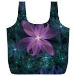 Pink and Turquoise Wedding Cremon Fractal Flowers Full Print Recycle Bags (L)  Back