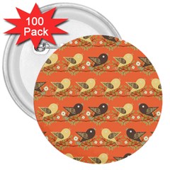 Birds Pattern 3  Buttons (100 Pack)  by linceazul