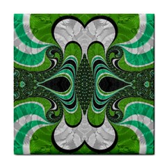 Fractal Art Green Pattern Design Tile Coasters by BangZart