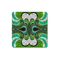 Fractal Art Green Pattern Design Square Magnet by BangZart