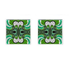 Fractal Art Green Pattern Design Cufflinks (square) by BangZart