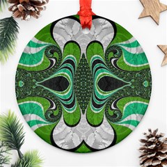 Fractal Art Green Pattern Design Round Ornament (two Sides) by BangZart