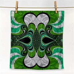 Fractal Art Green Pattern Design Face Towel by BangZart