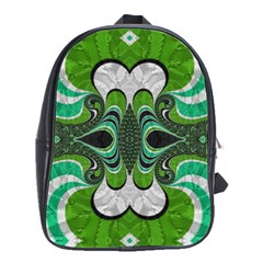 Fractal Art Green Pattern Design School Bags(large)  by BangZart