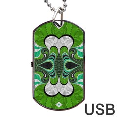 Fractal Art Green Pattern Design Dog Tag Usb Flash (one Side) by BangZart