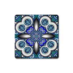 Fractal Cathedral Pattern Mosaic Square Magnet by BangZart