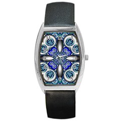 Fractal Cathedral Pattern Mosaic Barrel Style Metal Watch by BangZart