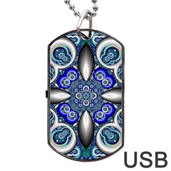 Fractal Cathedral Pattern Mosaic Dog Tag Usb Flash (one Side) by BangZart