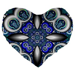 Fractal Cathedral Pattern Mosaic Large 19  Premium Flano Heart Shape Cushions by BangZart