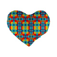 Pop Art Abstract Design Pattern Standard 16  Premium Flano Heart Shape Cushions by BangZart