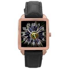 Flower Structure Photo Montage Rose Gold Leather Watch  by BangZart