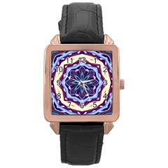 Mandala Art Design Pattern Rose Gold Leather Watch  by BangZart