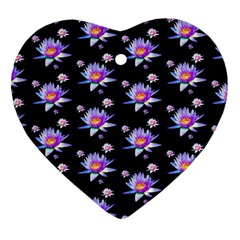 Flowers Pattern Background Lilac Ornament (heart)