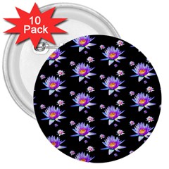 Flowers Pattern Background Lilac 3  Buttons (10 Pack)  by BangZart