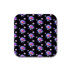 Flowers Pattern Background Lilac Rubber Coaster (square)  by BangZart