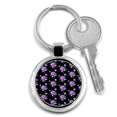 Flowers Pattern Background Lilac Key Chains (round)  by BangZart