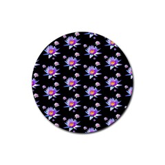 Flowers Pattern Background Lilac Rubber Coaster (round)  by BangZart