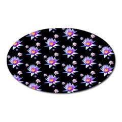 Flowers Pattern Background Lilac Oval Magnet by BangZart