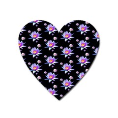 Flowers Pattern Background Lilac Heart Magnet by BangZart